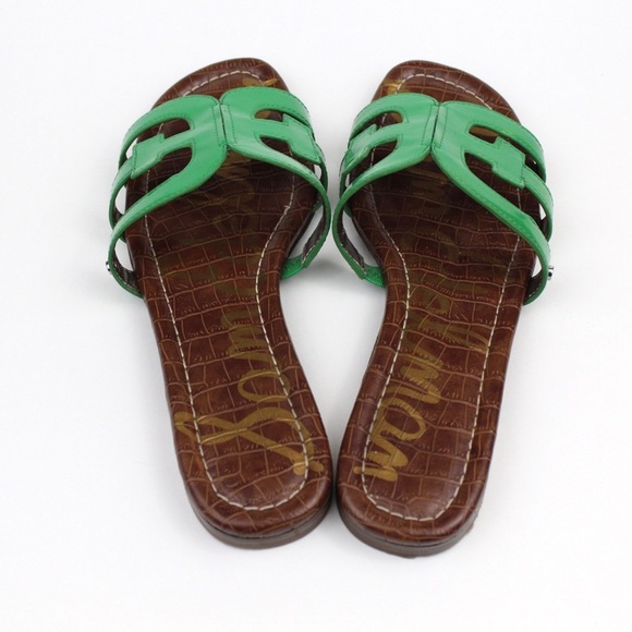 SOLD! Sam Edelman Bright Green Bay Slide Leather Sandals Size 8 - Picture 9 of 9